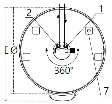 Dimensions vue du dessus - ballon ECS 200L résistance stéatite