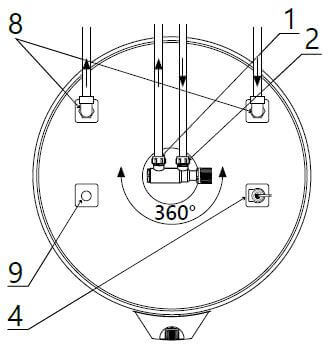 Dimensions vue du dessus du ballon ECS avec échangeur 150, 200 et 300 litres