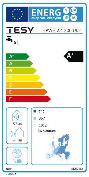 Label énergétique ballon thermodynamique 200L avec ou sans échangeur