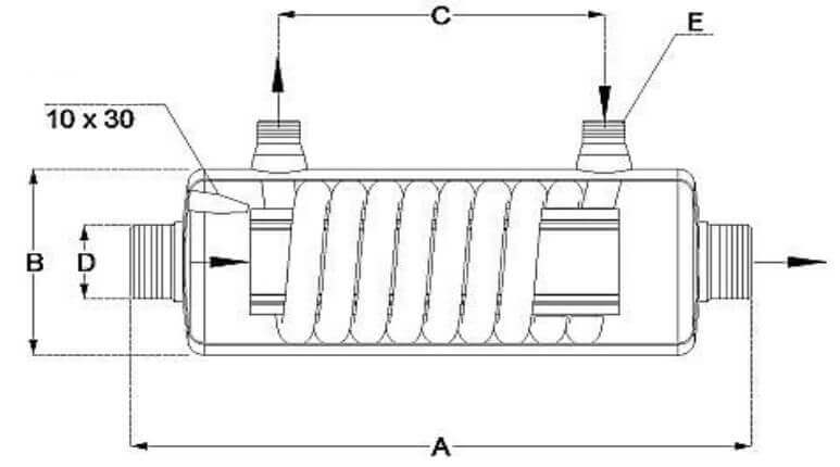 Schéma dimensions échangeur thermique piscine Full Titane