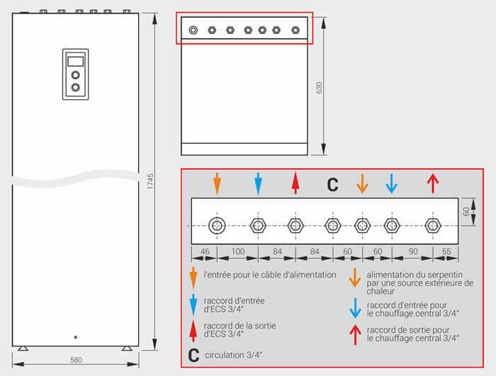 dimensions de la chaudiere electrique ekd m3 kospel