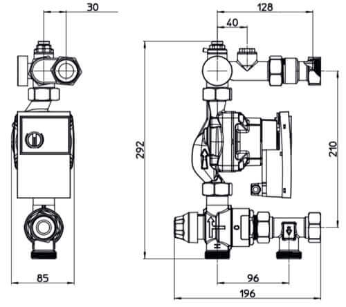 dimensions de l'unité de régulation pour plancher chauffant